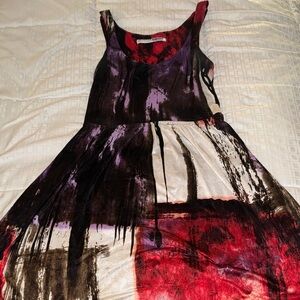 Necessary Objects Red and Purple Abstract Dress